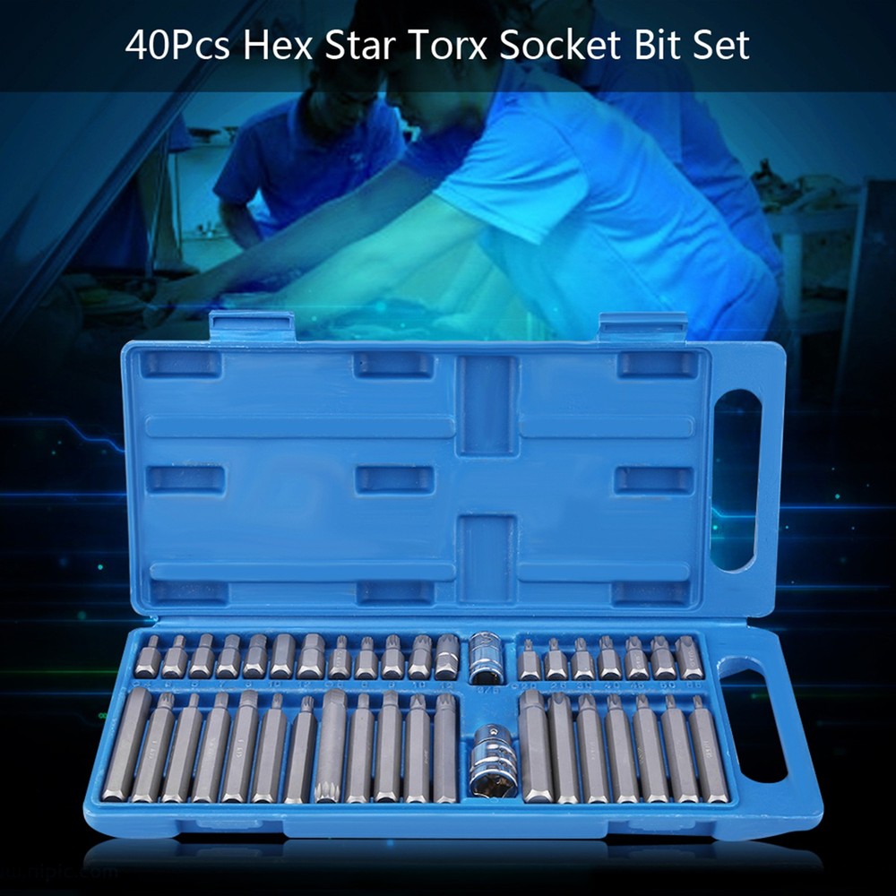 Hex Star Torx Spline Bit Set 40Pcs Hex Star Torx Socket Bit Set Tool Kit 1/ HPKA