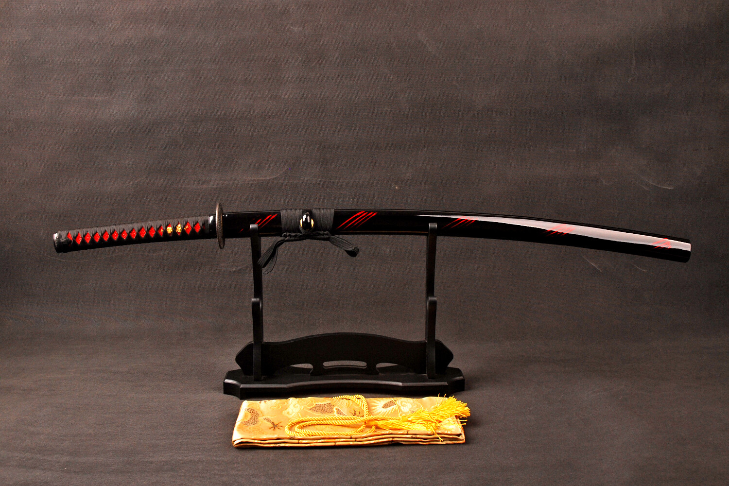 Blood Red Damascus Folded Steel Katana Battle Ready Japanese Samurai Sharp Sword