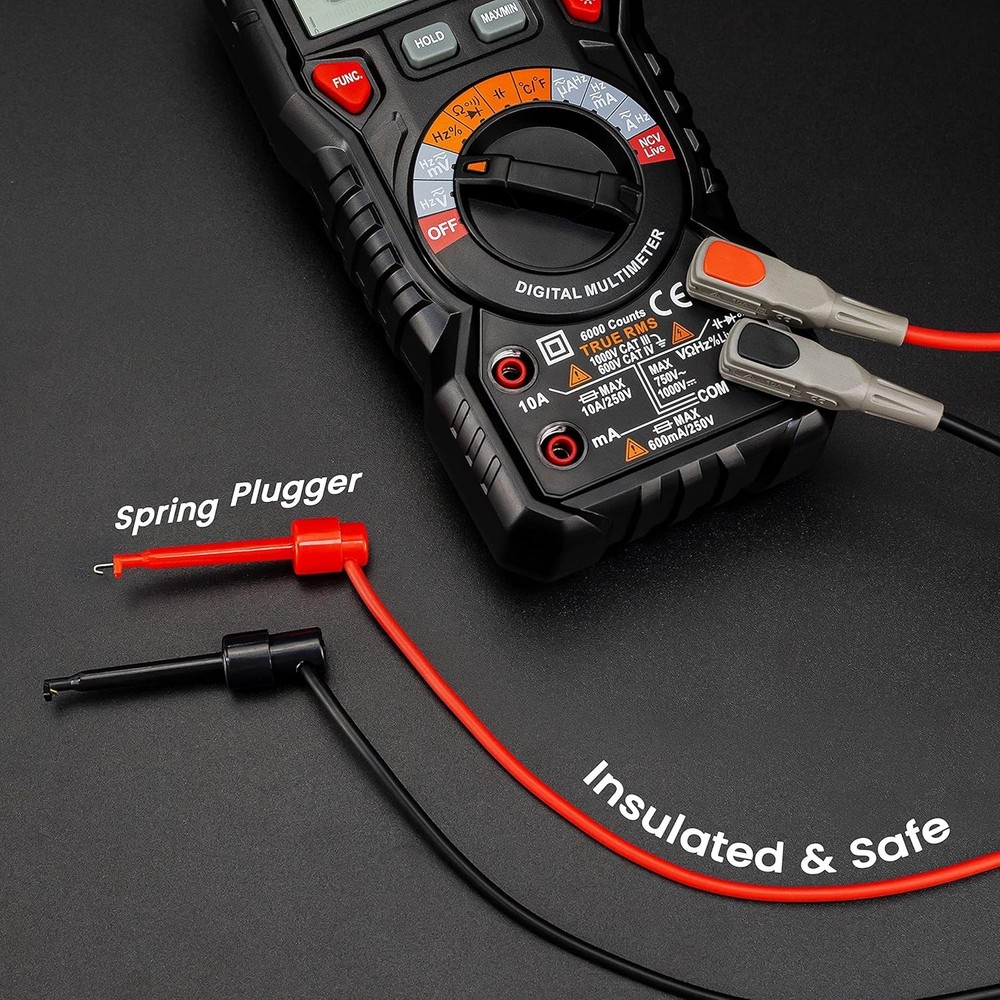 Multimeter Lead Set for Electrical Testing, Soft Silicone Leads Kit for Flu...