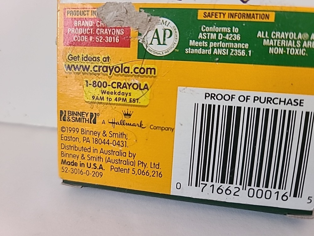 Vintage Crayola Crayons 16 Pack 1999