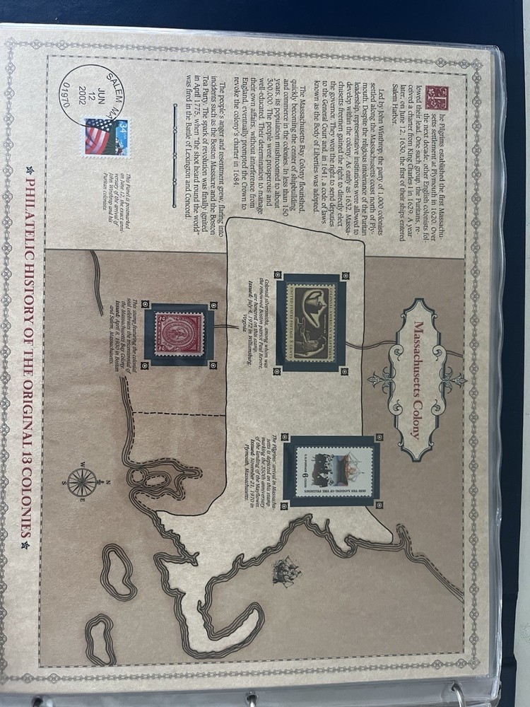 Philatelic History of The Original 13 Colonies - Stamp Book