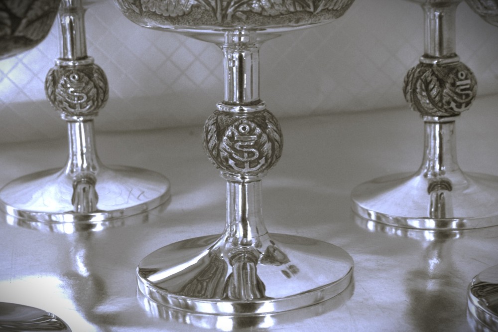 Oscar Caplan Sterling Silver Wine Goblets Specially Designed Rare
