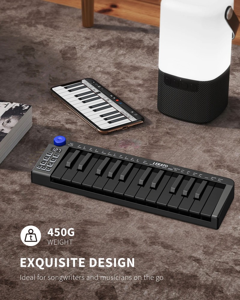 LEKATO 25 Key MIDI Keyboard Mini MIDI Controller USB bluetooth MIDI Keyboard US
