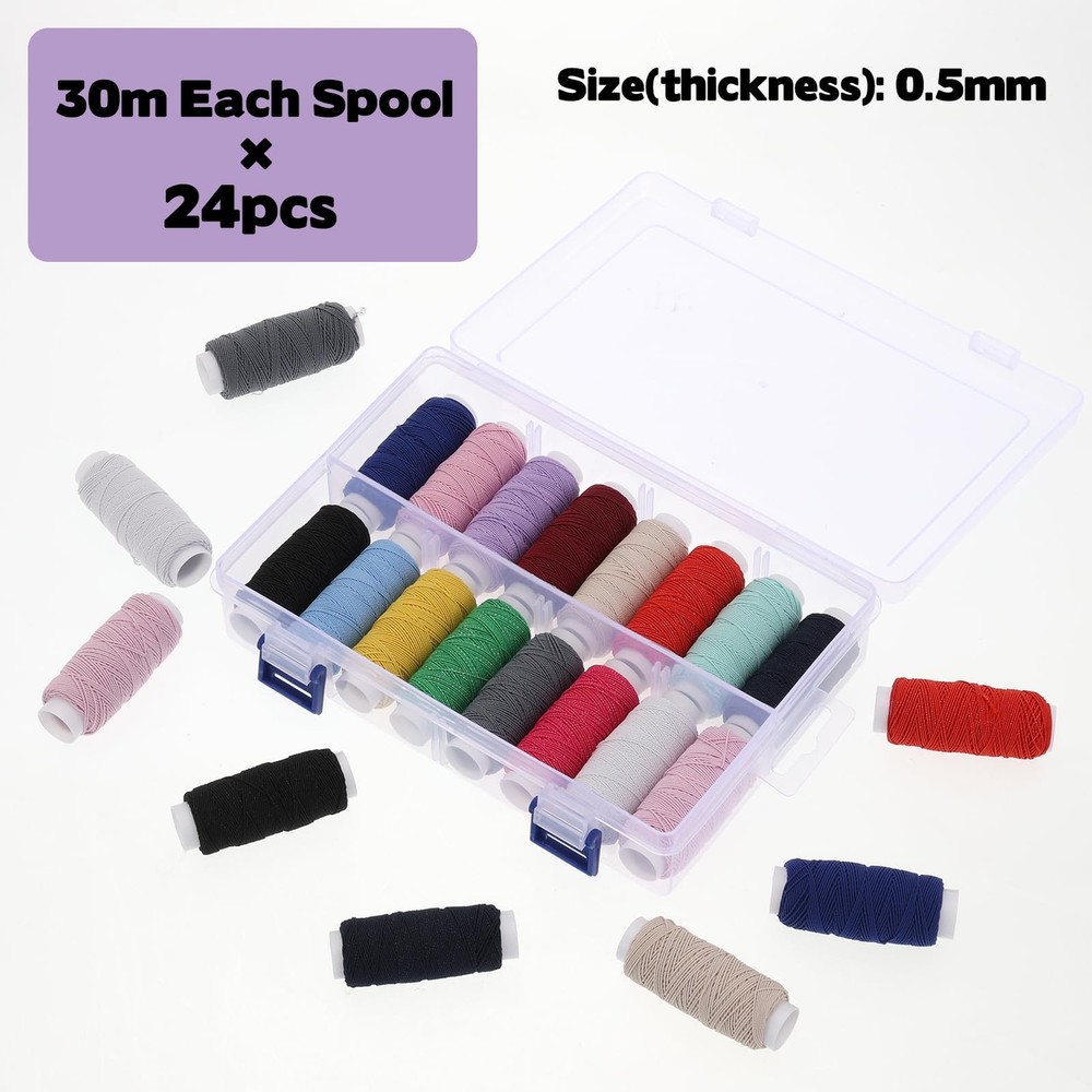 Elastic Sewing Thread for Sewing Machine, 0.5 mm Shirring Elastic Thread for