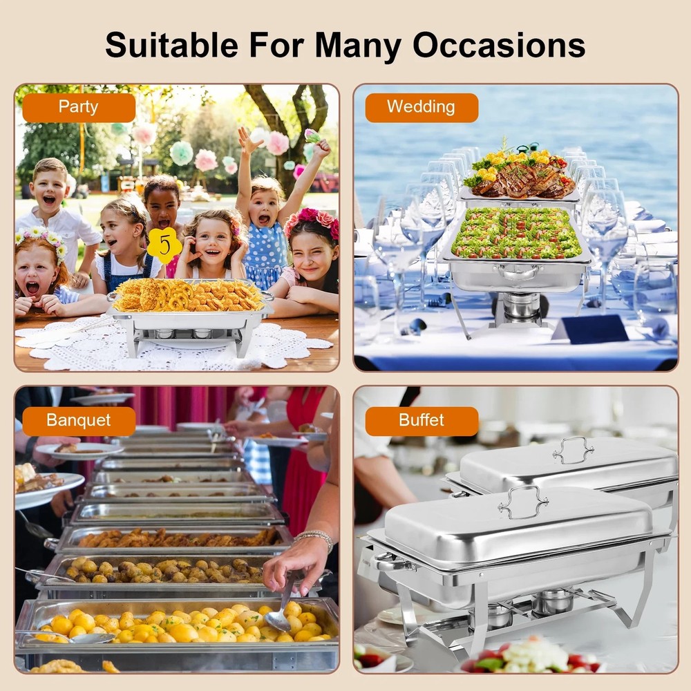 13QT Chafing Dish Buffet Set Rectangular Stainless Steel Buffet Catering Party