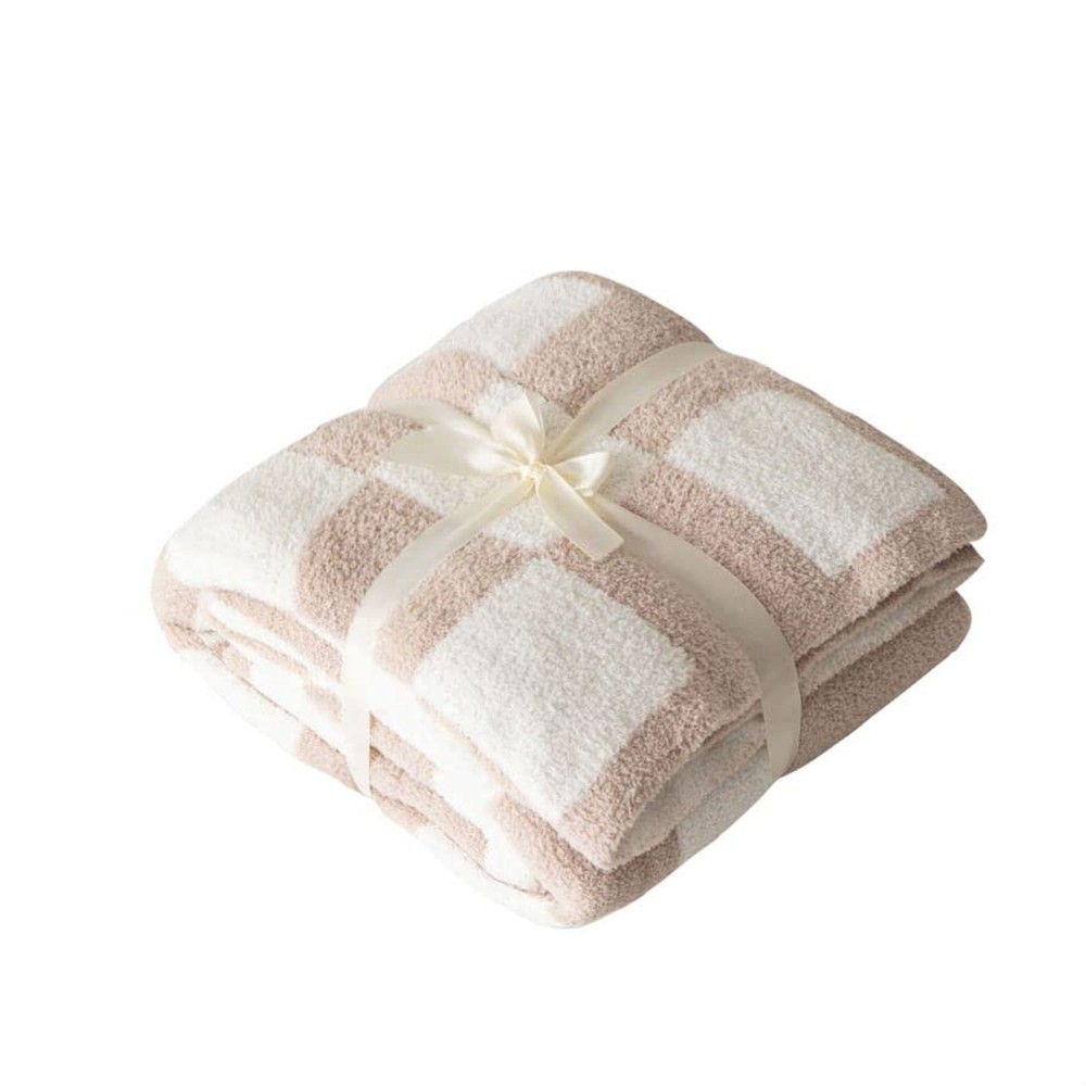 Ultra Soft Cozy Buffalo Checkerboard Grid Fluffy Microfiber Knitted Throw Bla...