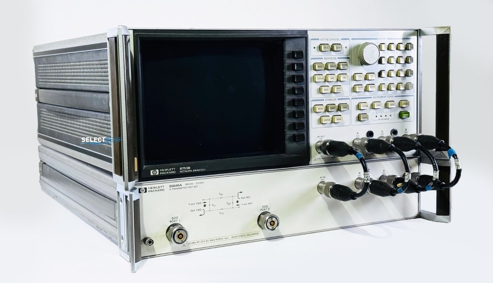 AGILENT (HP) 8753B NETWORK ANALYZER W/OPT. 002 010 & 85046A S-PARAMETER (REF R)