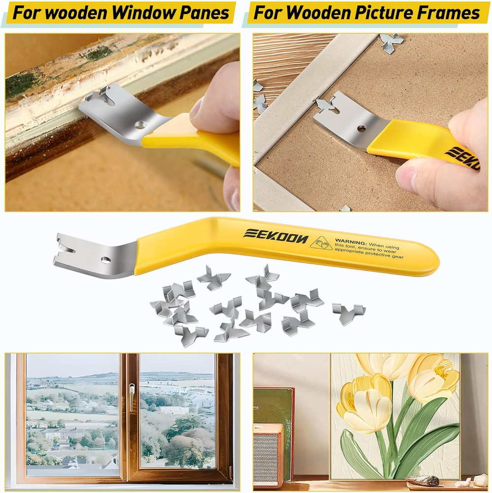 Glazier Point Driver, Glazier Setting Tool with 100 Push Points, Glazing Push Po