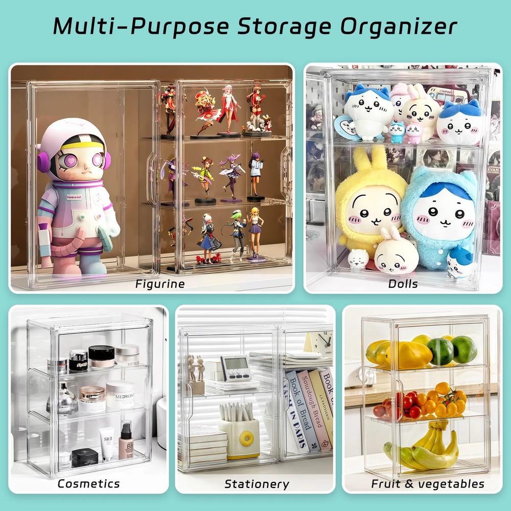 3 Tier Clear Acrylic Display Case, Blind Box Transparent Organizer, Stackable Sh