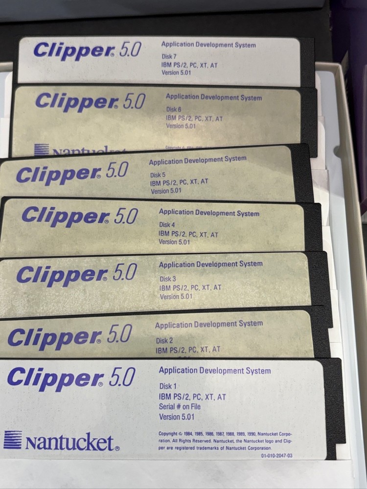 Nantucket Clipper v5.01 Application Development System IBM PS/2 PC XT AC 5.25