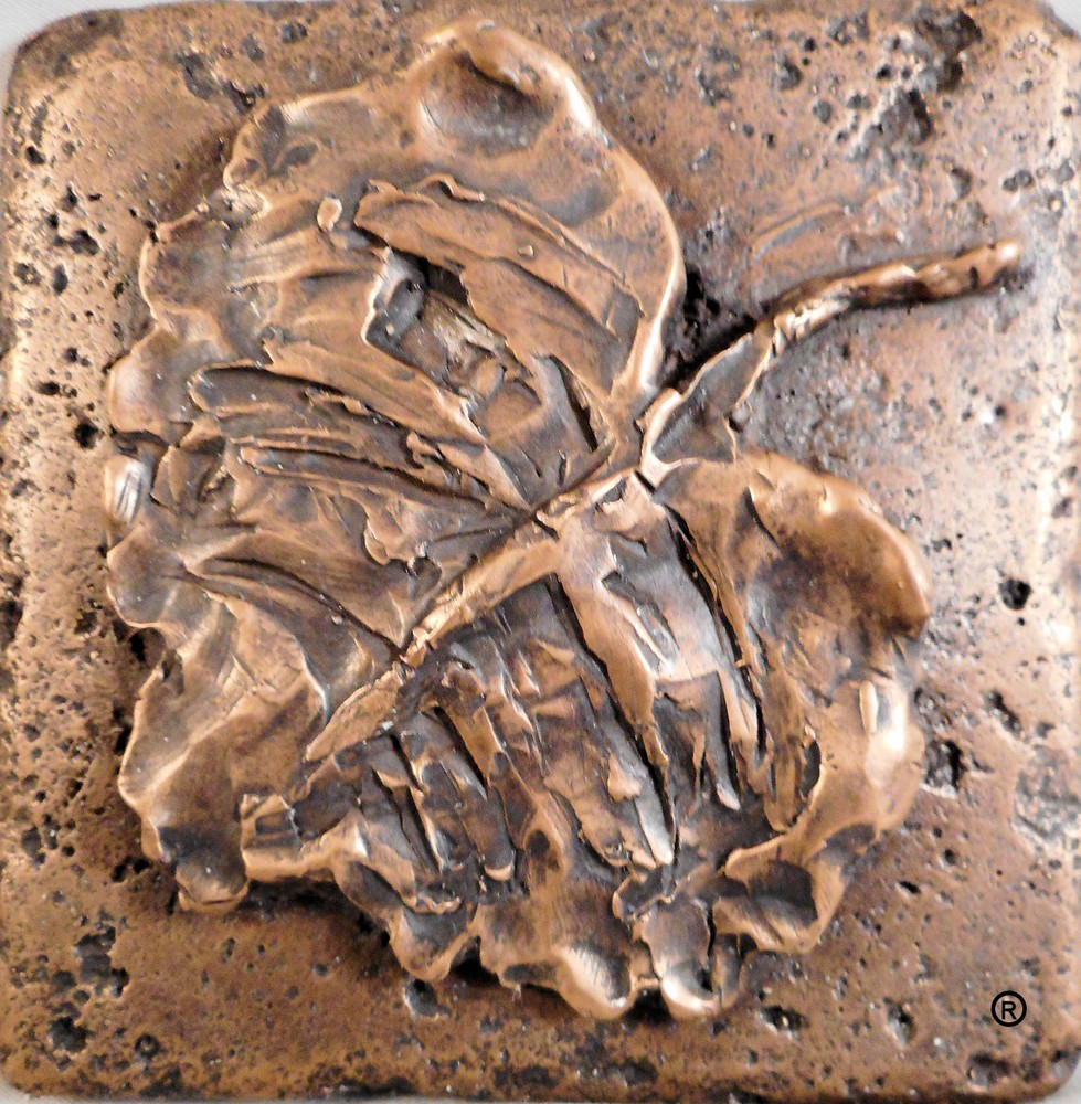 Bronze 4"x4" Leaf #2 Wall Tile