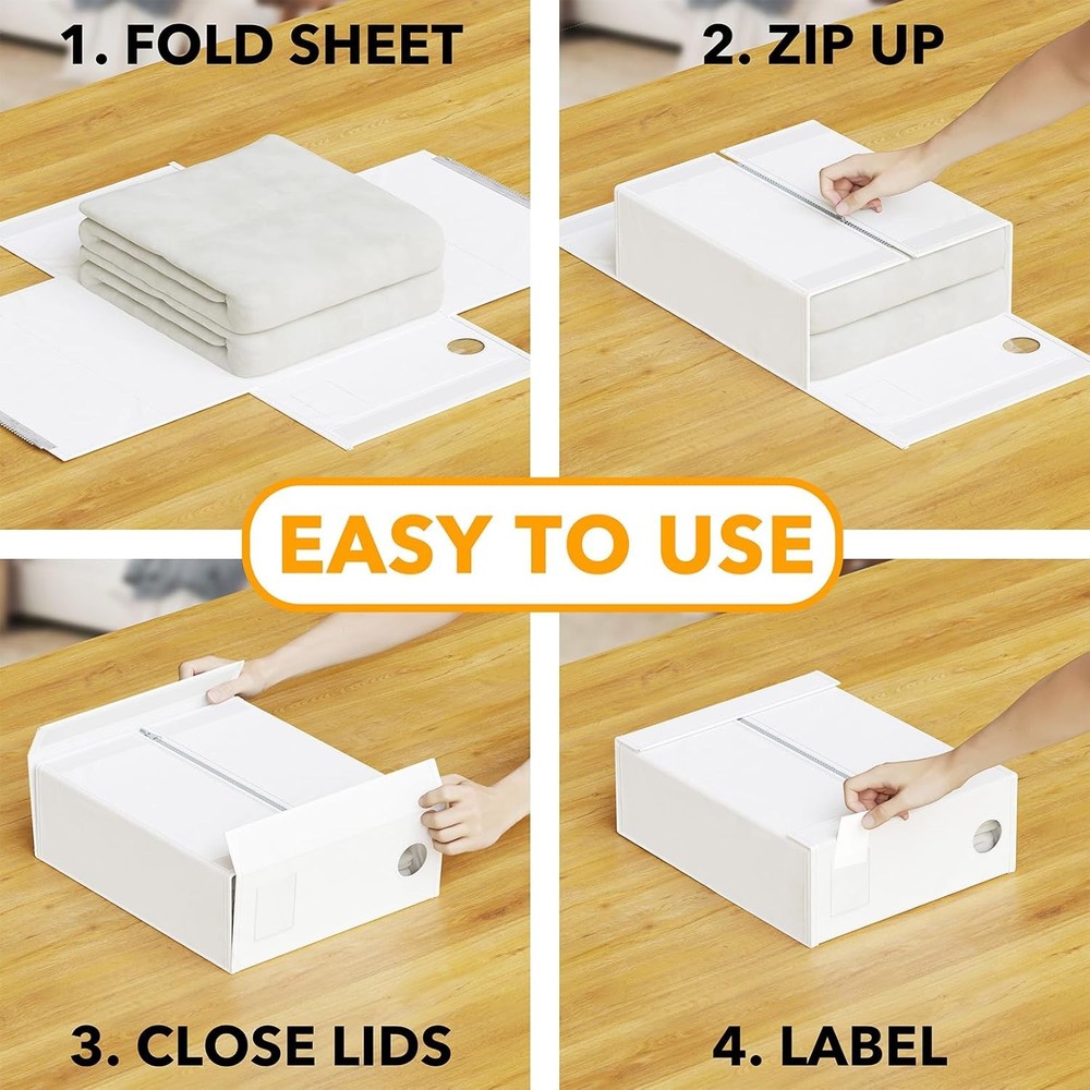 4-piece bed sheet storage box and storage set, foldable bed sheet storage box