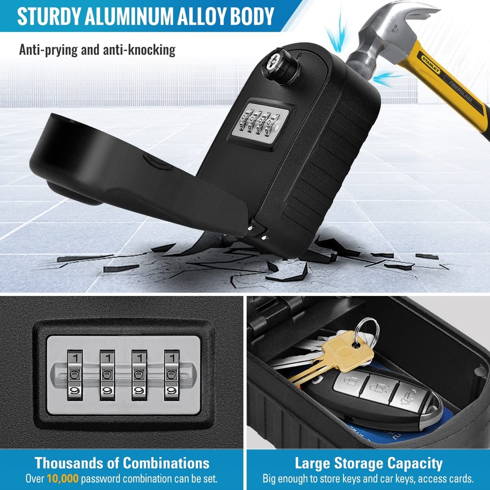 Lock Box for Keys with Code Outdoor Large Capacity Key Lock Box for Outside W...