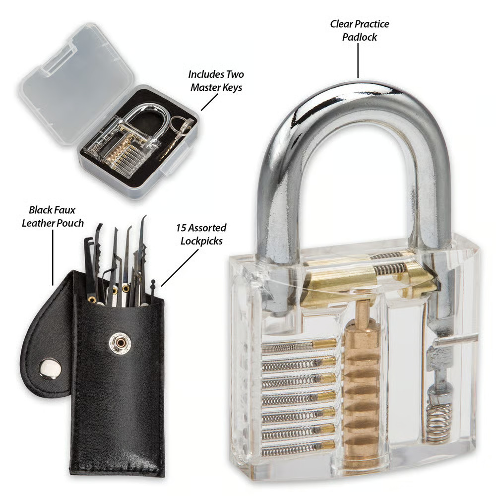 Transparent Practice Lock Training Kit 15 PCS Visible Padlock Beginner Learning