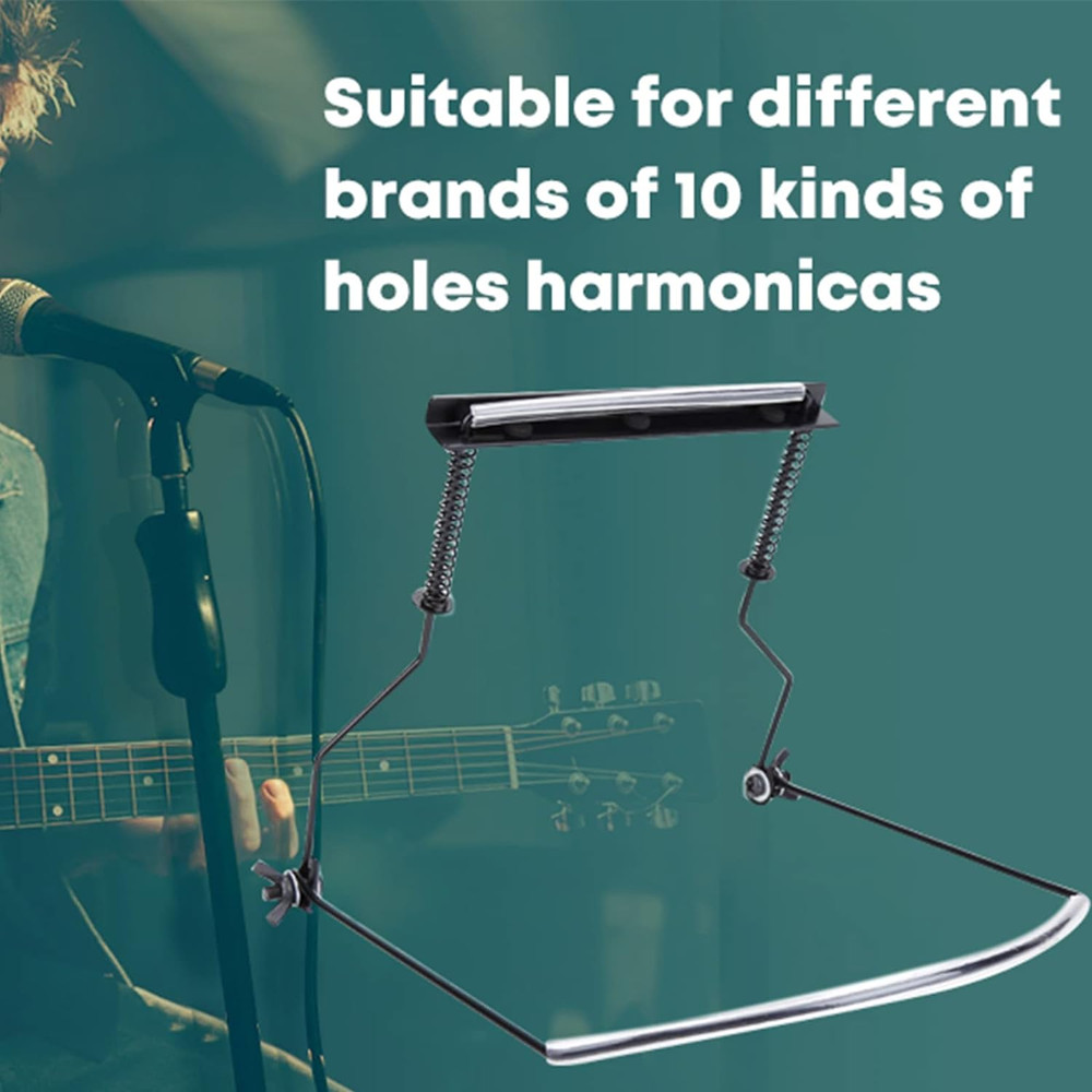 Harmonica Holder, Adjustable Metal 10 Holes Harmonica Neck Holder Rack Support A