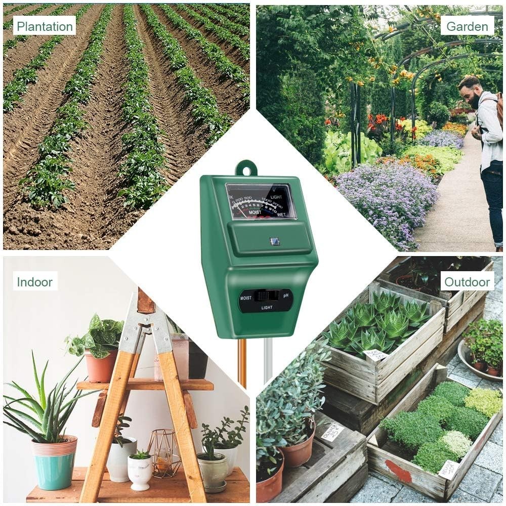 User-Friendly Soil pH Meter with Moisture & Light Testing – No Batteries Needed