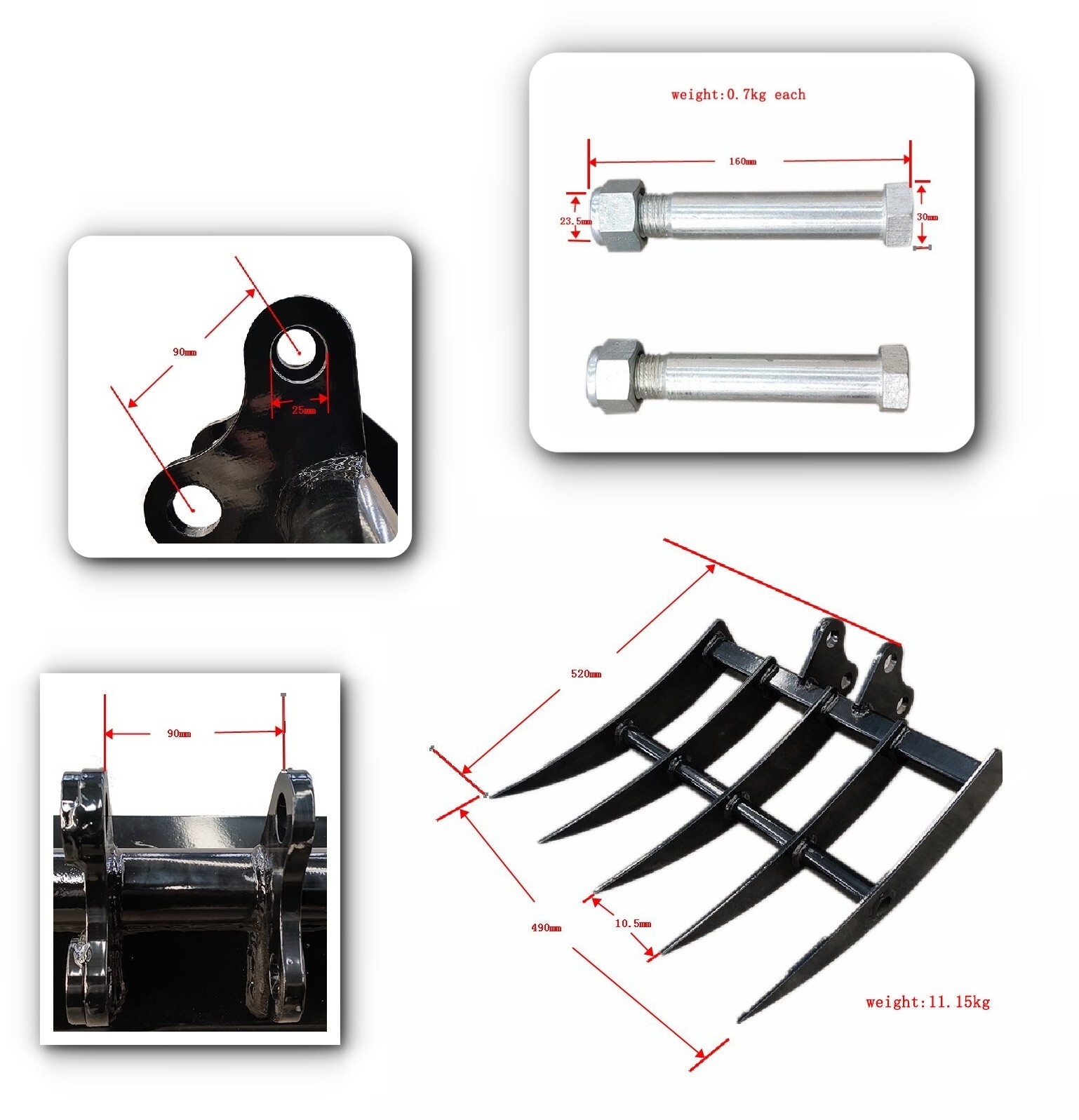 TYPHON Attachment Rake Attachments Tools for Mini Excavators Excavator