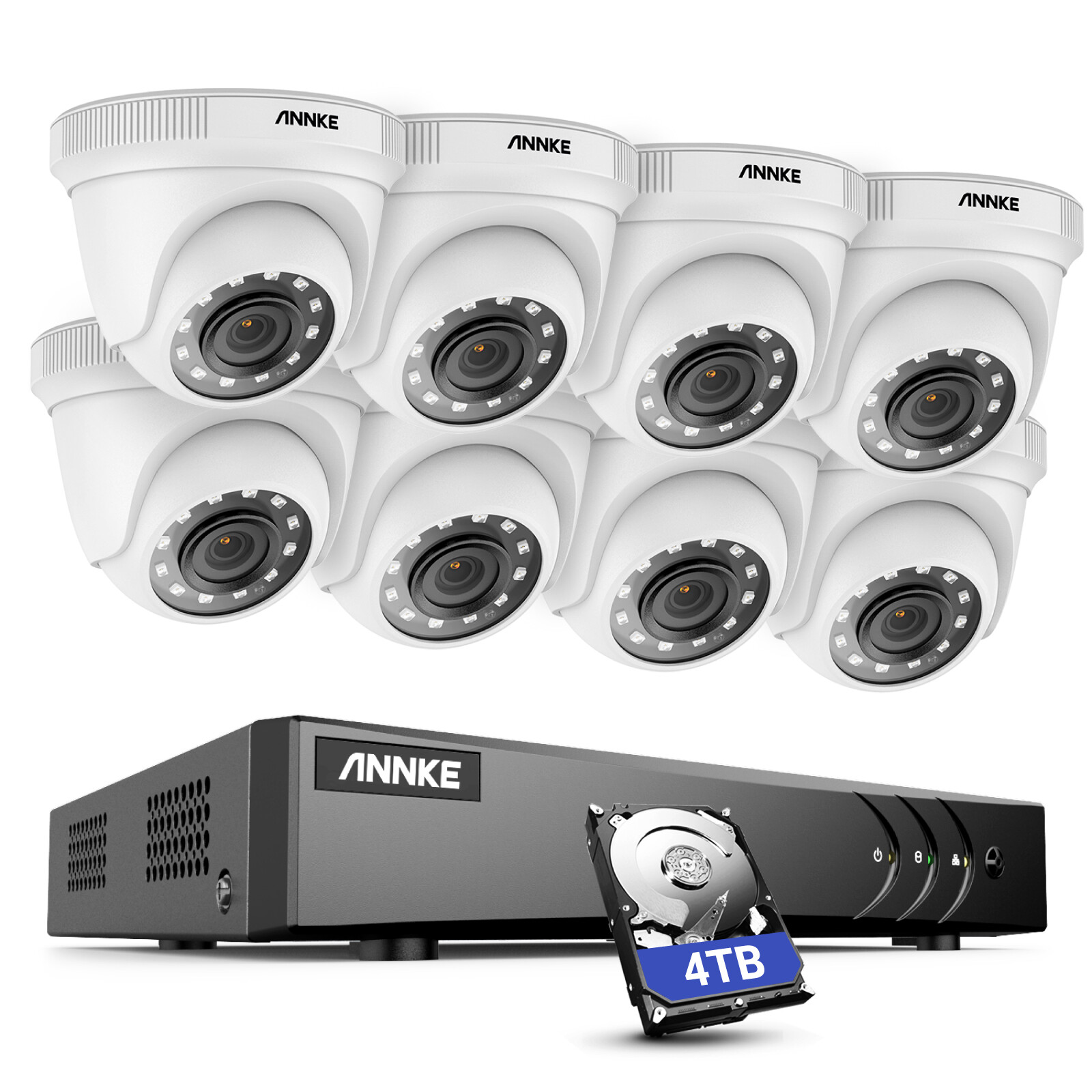 ANNKE 8CH 5MP Lite DVR Outdoor 1080P Security Camera System AI Detection H.265+