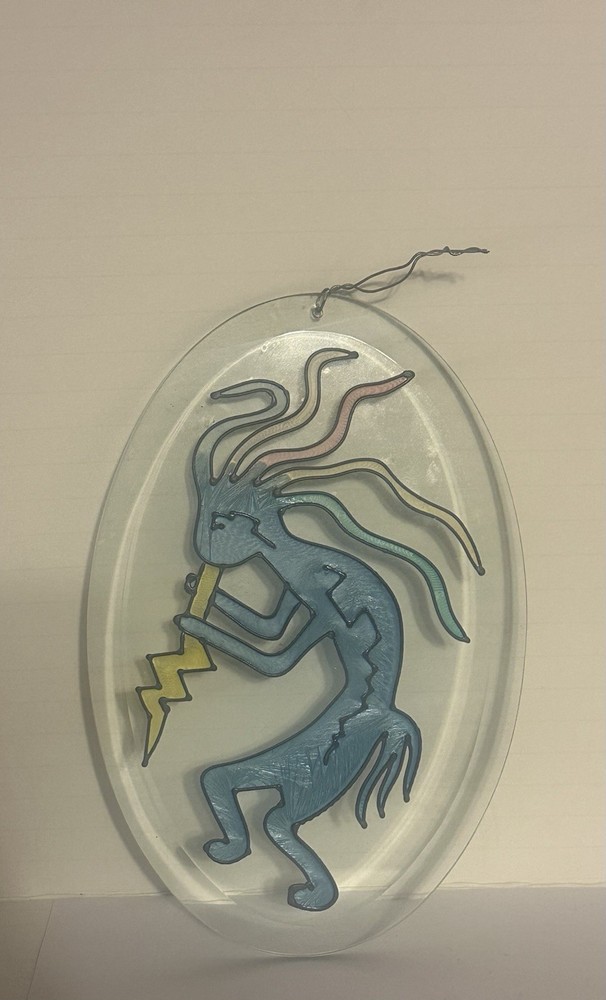 Hand-painted Native Kokopelli Sun-catcher Oval Wall Decor