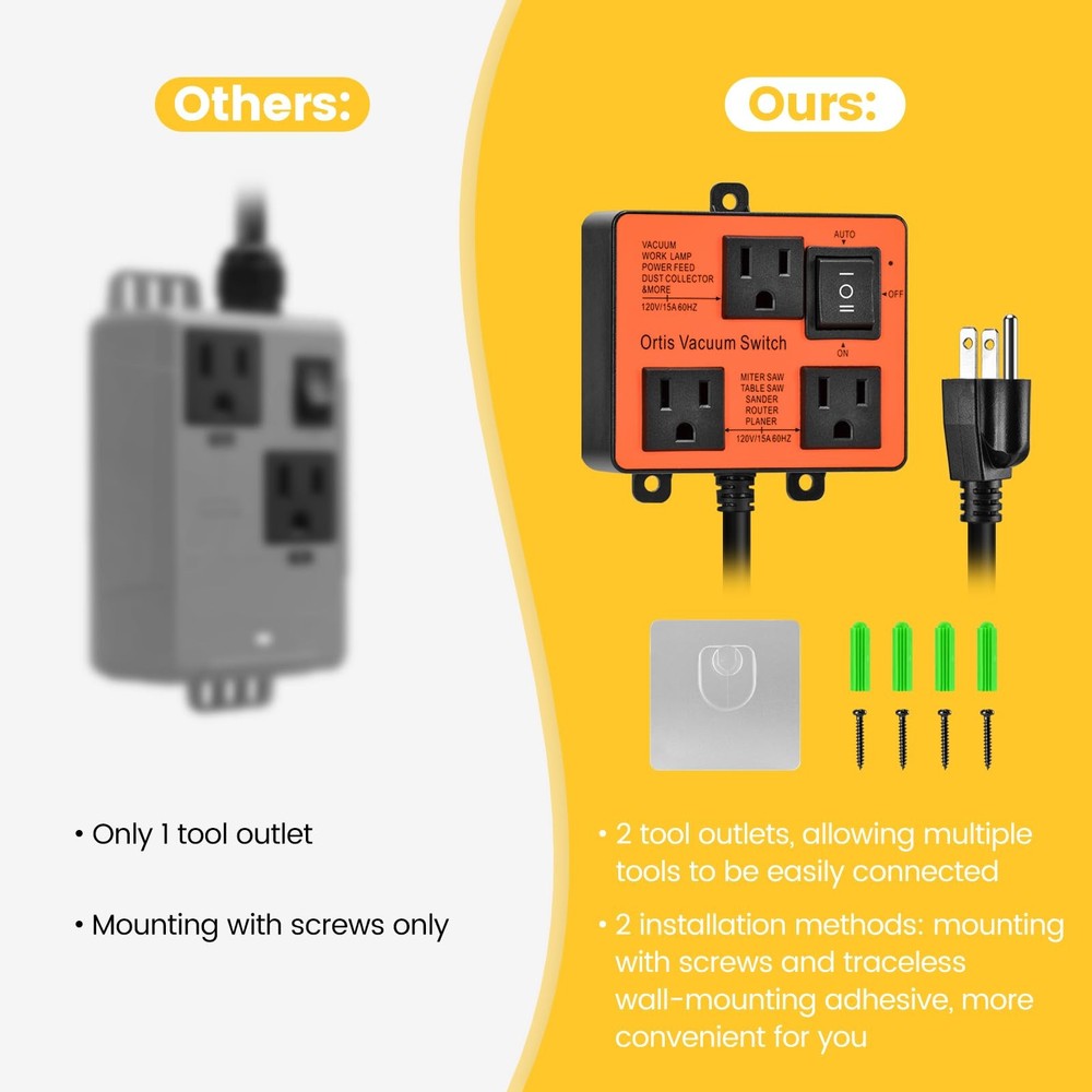 Vacuum Switch for Power Tools - Prevent Overload, Delay On/Off, Cleaner Works...