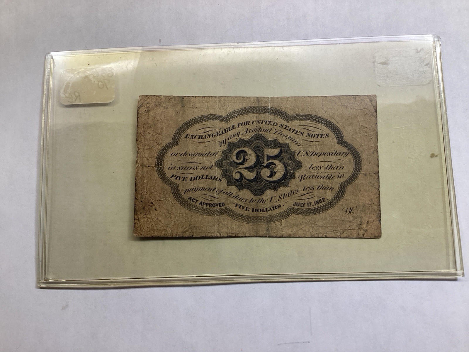 1862-25 Cent Fractional FR1282 Postage Currency 030726 70re