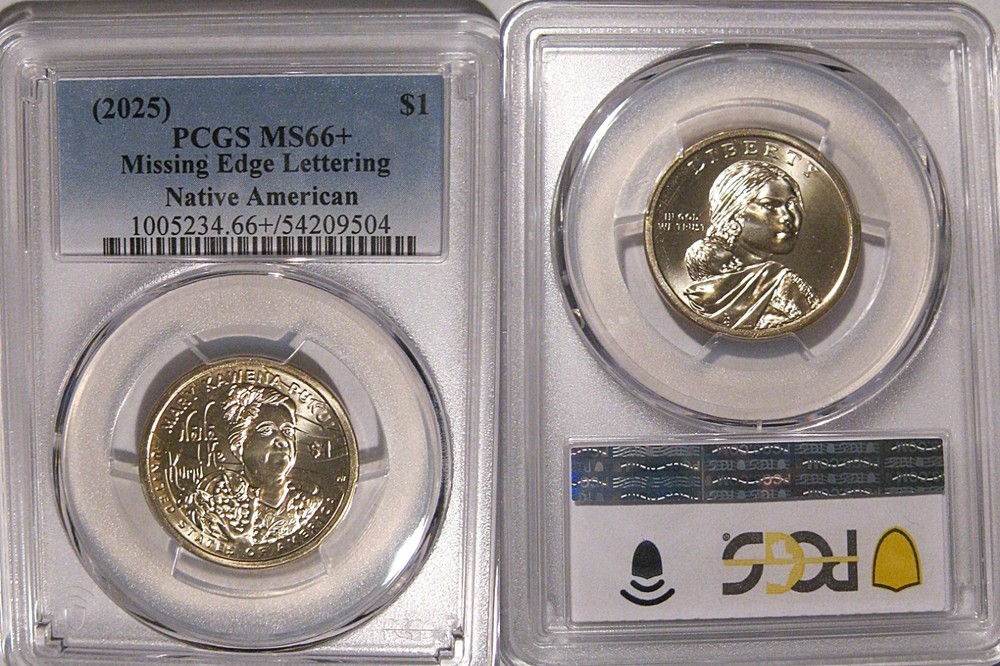 2025 Native Sacagawea Dollar $1 PCGS MS 66 + MISSING EDGE LETTERING Error