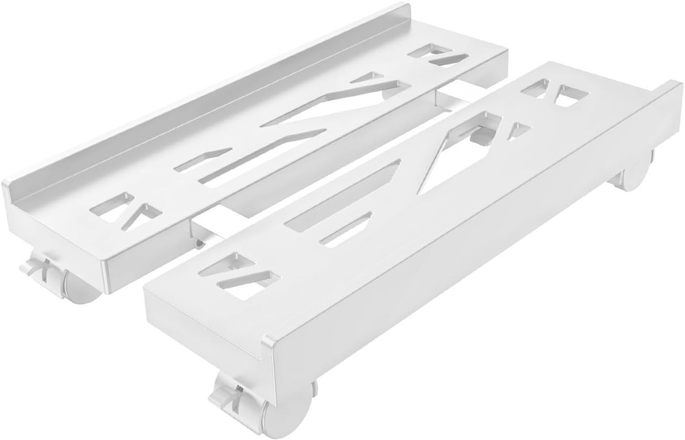 Adjustable Mobile CPU Stand, Ventilated Computer Tower Stand with 4 White