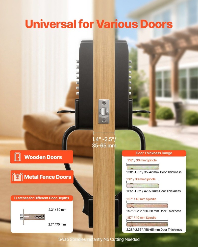Aluminum Mechanical Keyless Lock, 4-7 Digit Code, Dual-Side Keypad, Auto-Lock