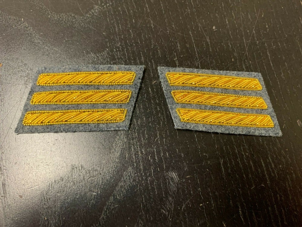 CSA Gold Embroidered Captains Bars - MEDIUM GREY Background Pair - NEW