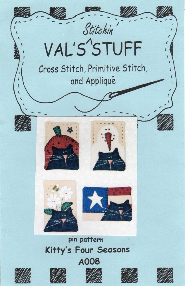 Val's Stitchin' Stuff Needlecraft Applique Pattern # A008 "Kitty's Four Seasons"