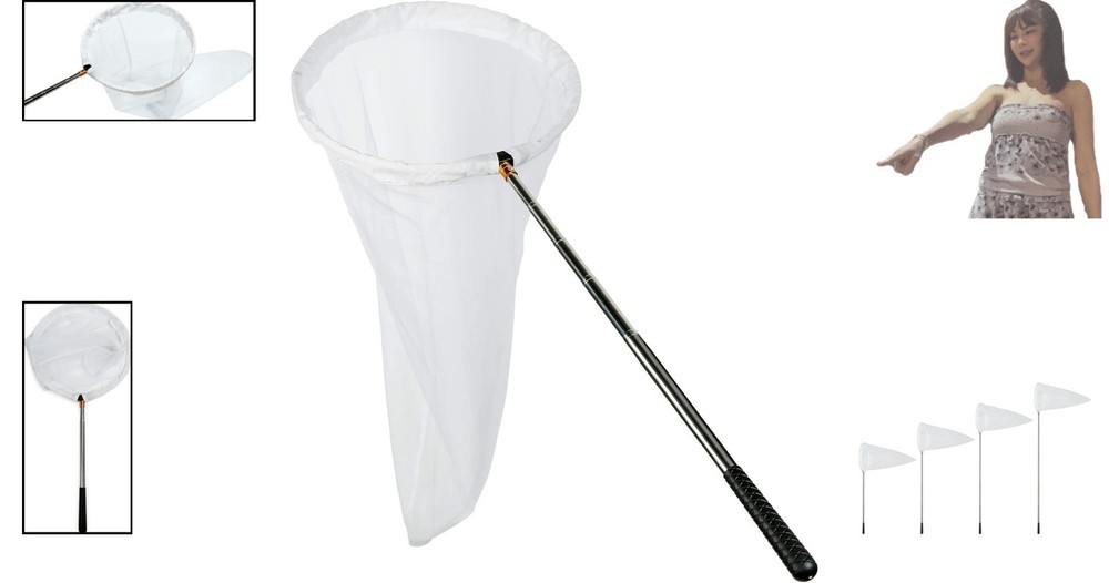 Durable Telescopic Butterfly Catching Net - 12" Ring, Portable and Foldable