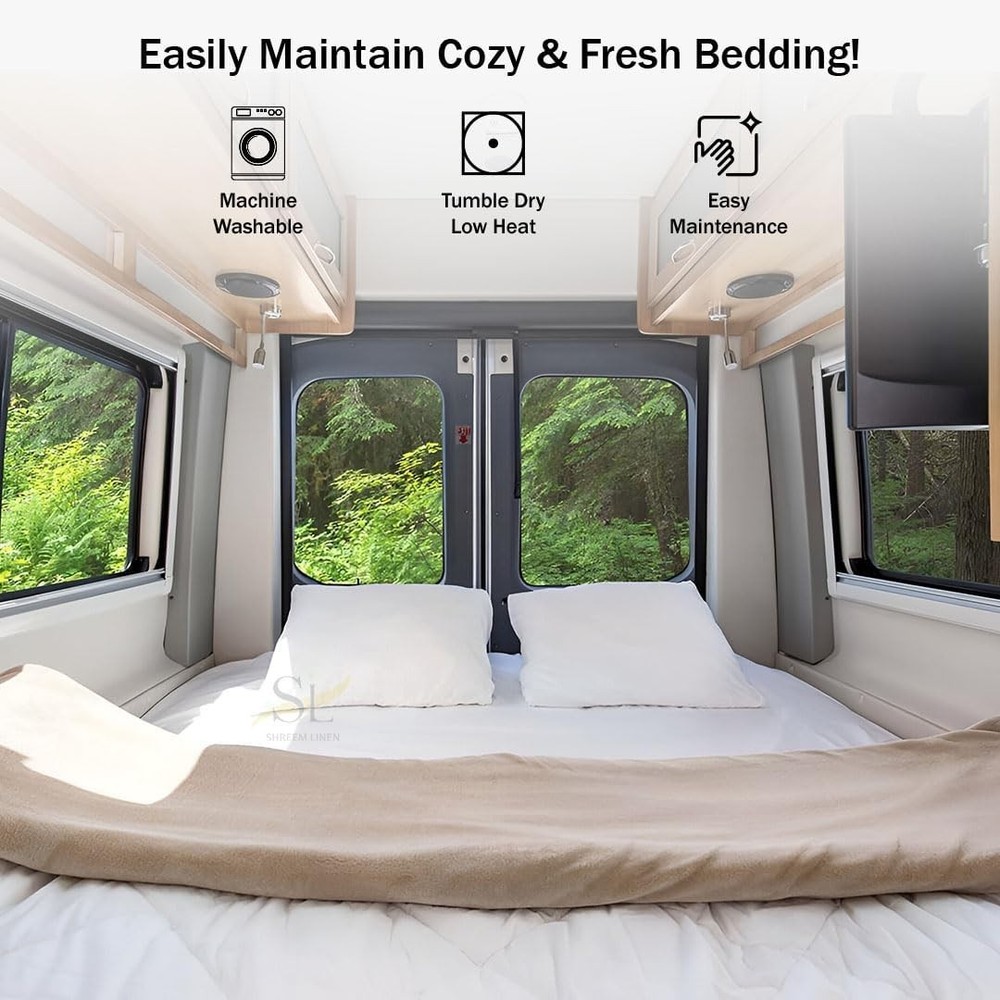 Microfiber RV Sheet Sets, 72x80 Camper King, White Solid - Fits Mattresses up...