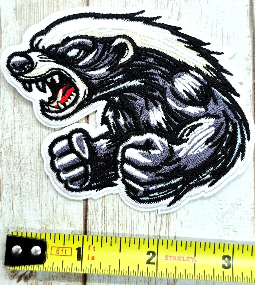 Fighting Badger Iron On Embroidered Patch 3 1/2"x 3"