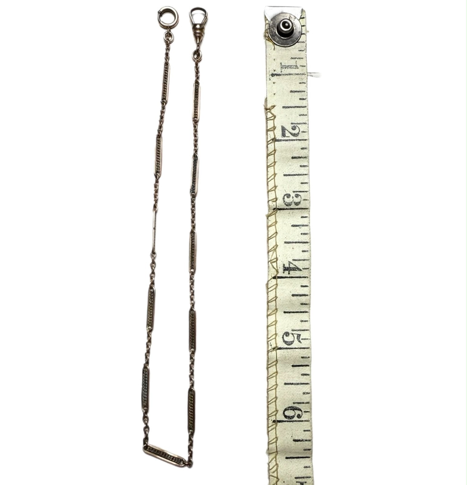 LUX Antique Bar Link Watch Chain Necklace, with Dog Clip, 13”