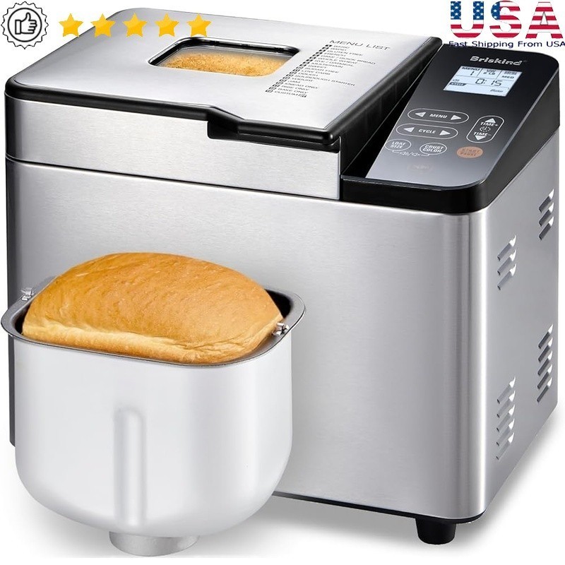 Automatic Bread Maker 2lb Stainless Steel Smart Sensor Non-Stick Loaf Machine US