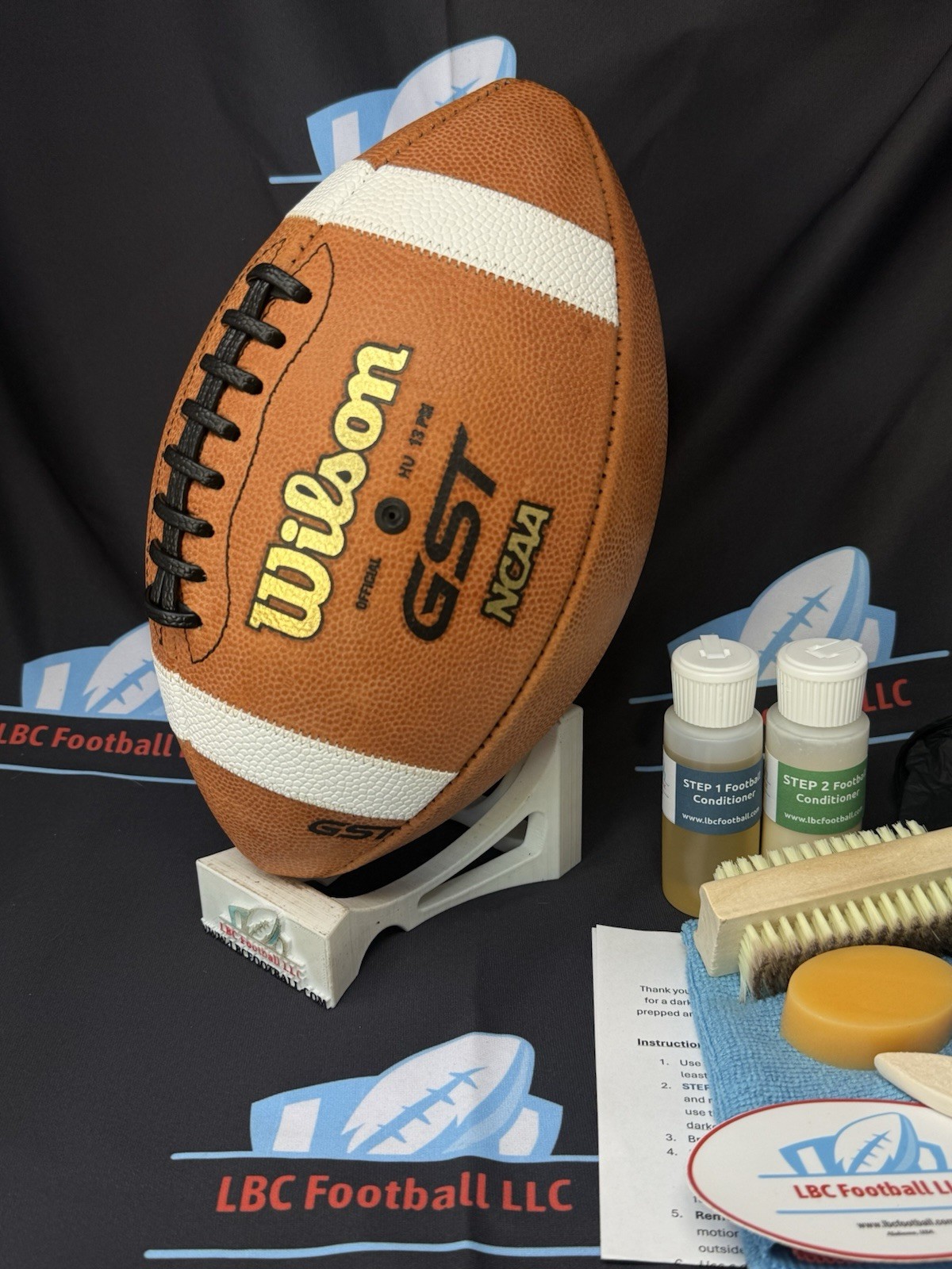 Brand New Wilson GST Full-Size Leather Football + LBC Football DIY Prep Kit