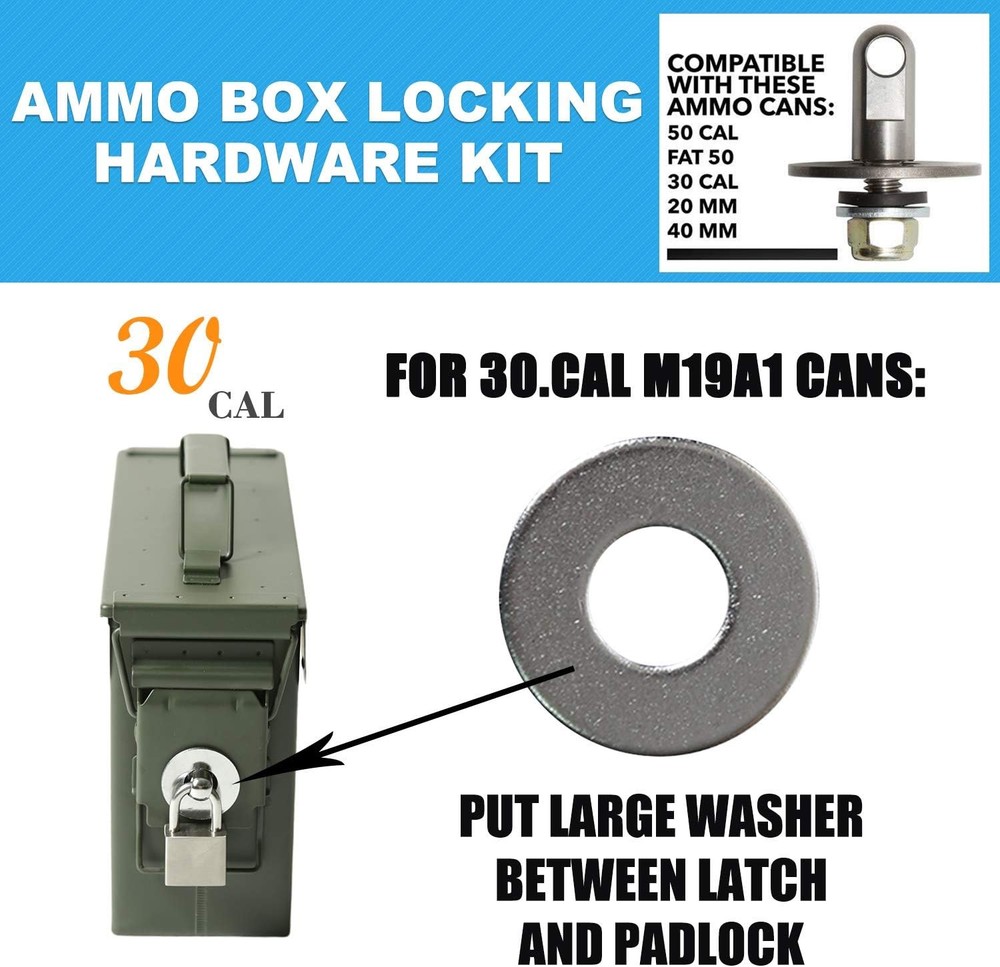 Aolamegs Ammo Box Can Lock Hardware 1 Count Locking Kit Silver Color