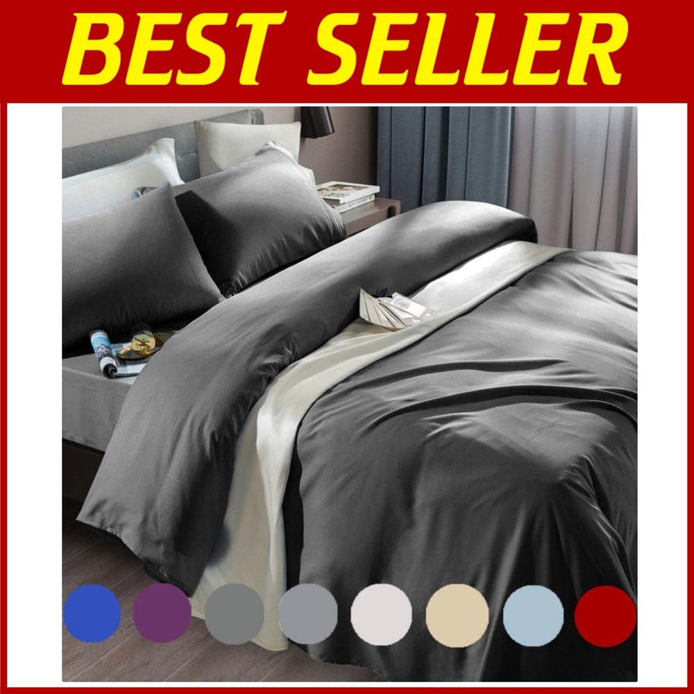 Queen Size Soft Microfiber Sheets - 6 Piece Set - Dark Grey