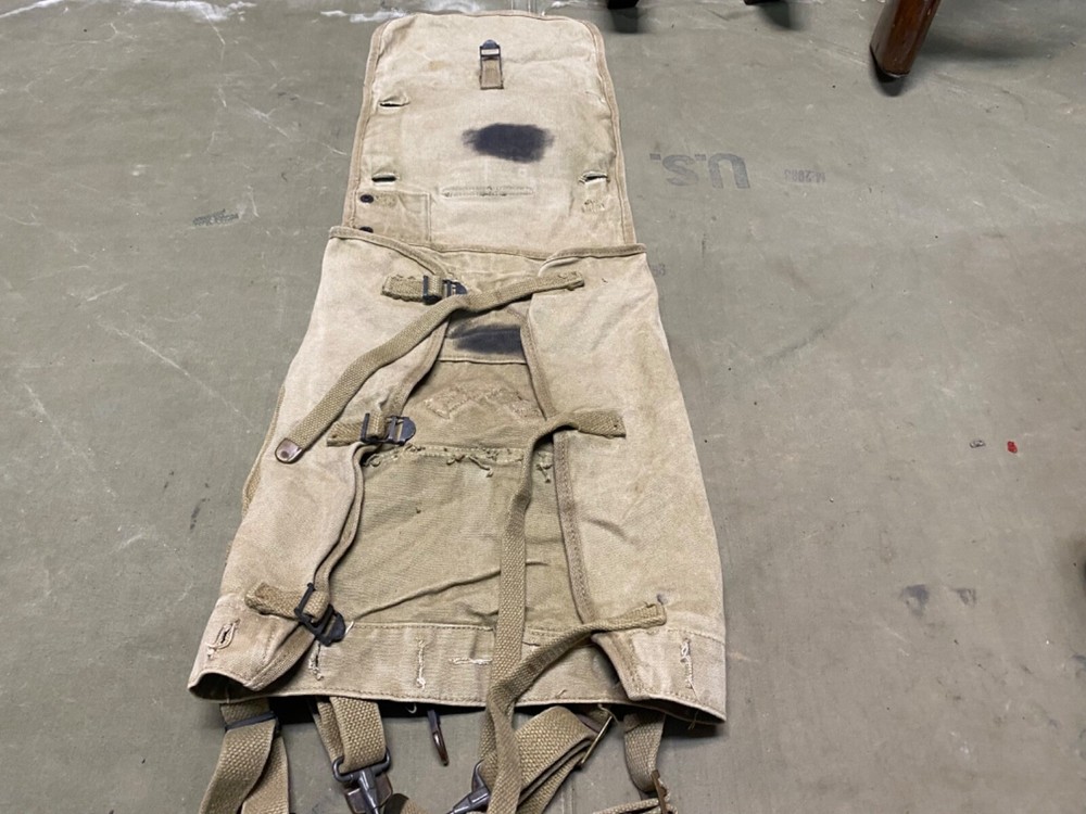ORIGINAL WWII US ARMY M1928 COMBAT FIELD HAVERSACK BACKPACK-OD#3