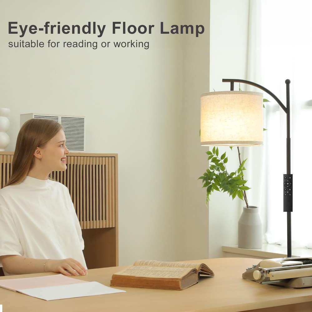 60" Floor Lamp with Remote Control and Stepless Dimmable Bulb, Colors Tempera...