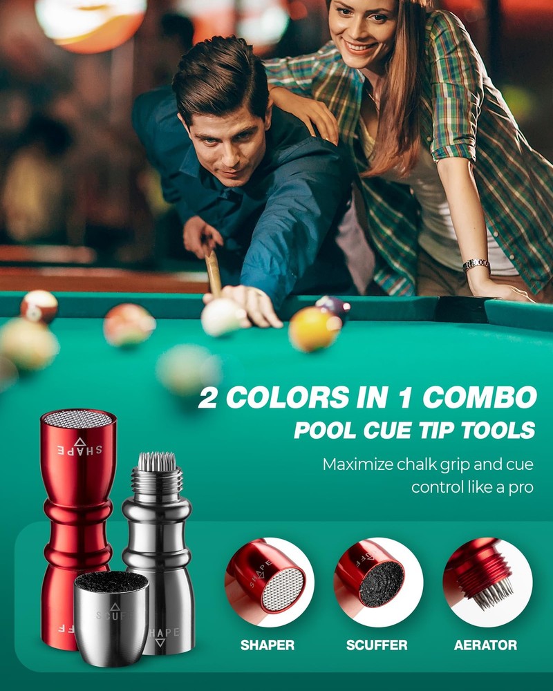 2 PCS Pool Cue Tip Shaper Tools 3in1 Billiard Accessories Kit Kit Assorted