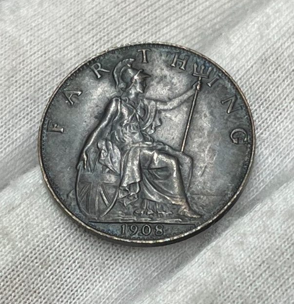 1908 Great Britain Farthing Coin High Grade