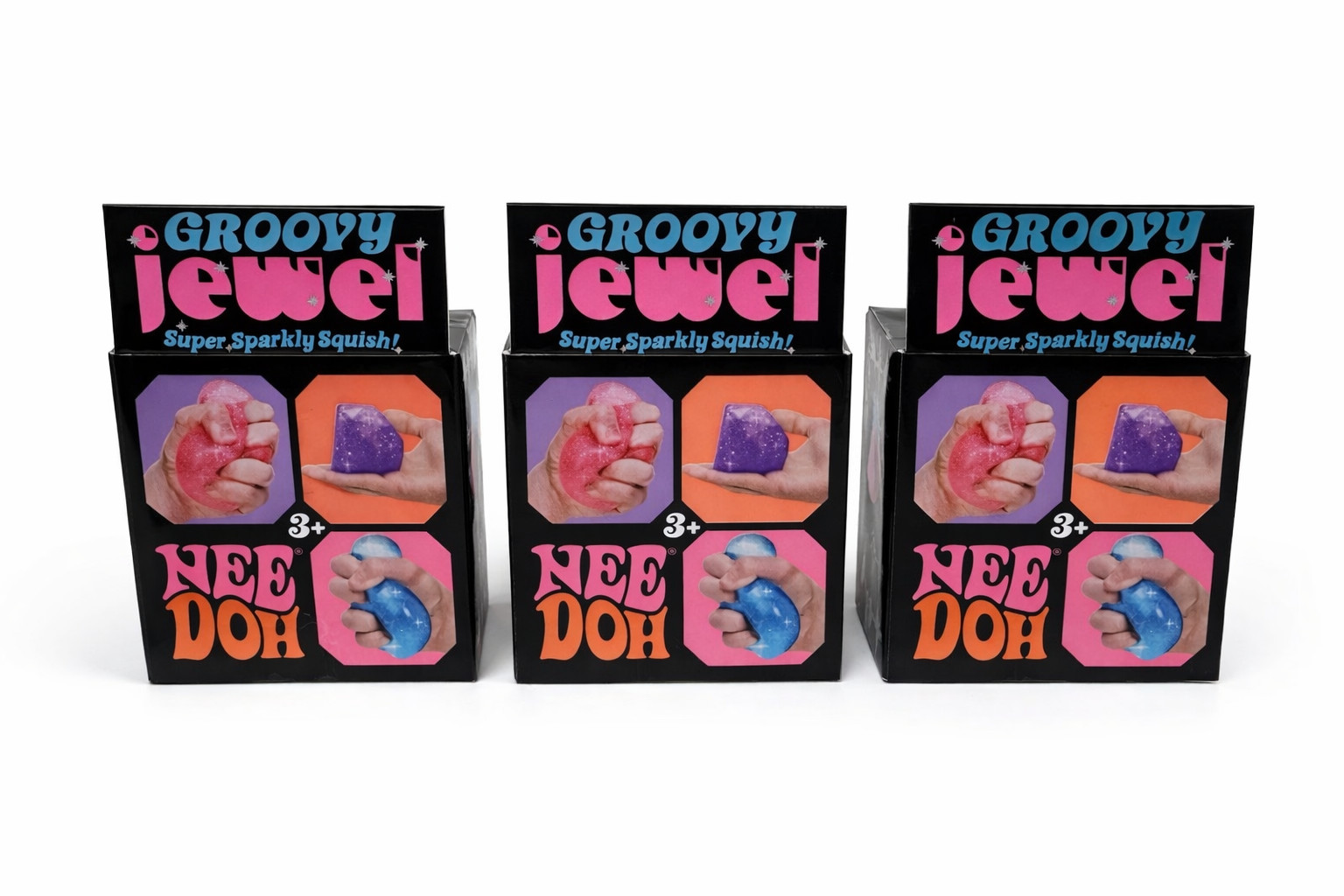 Schylling NeeDoh Groovy Jewel Sparkly Squish Stress Toy Fidget Color May Vary
