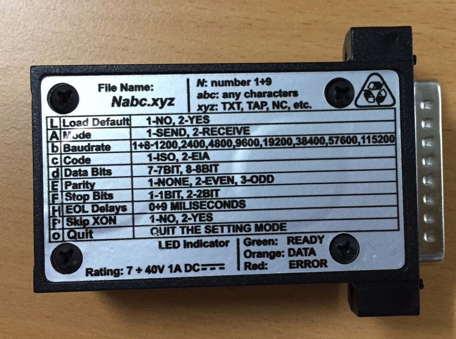 USB READER for Haas cnc machine, USB to RS232 converter