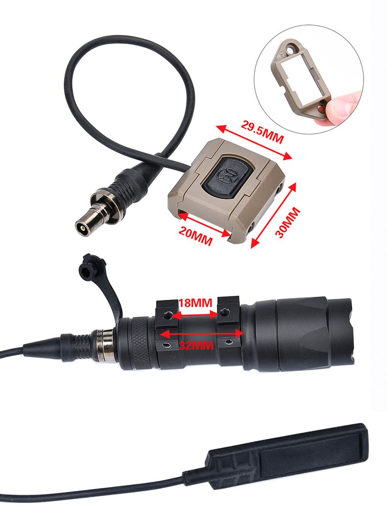 HuntingTactical M300 M600 Flashlight ModButton Remote Switch Airsoft Torch Light