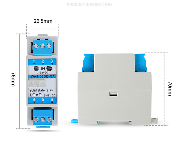 Rail type WA2-05DD-CA 2-channel 5A solid state relay 3-32VDC/5-48VDC