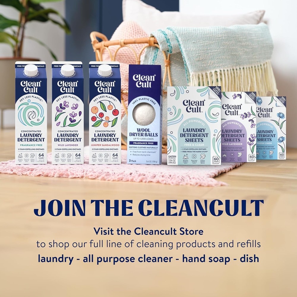 Cleancult Laundry Detergent Sheets Fresh Linen Scent 60 Count-B8