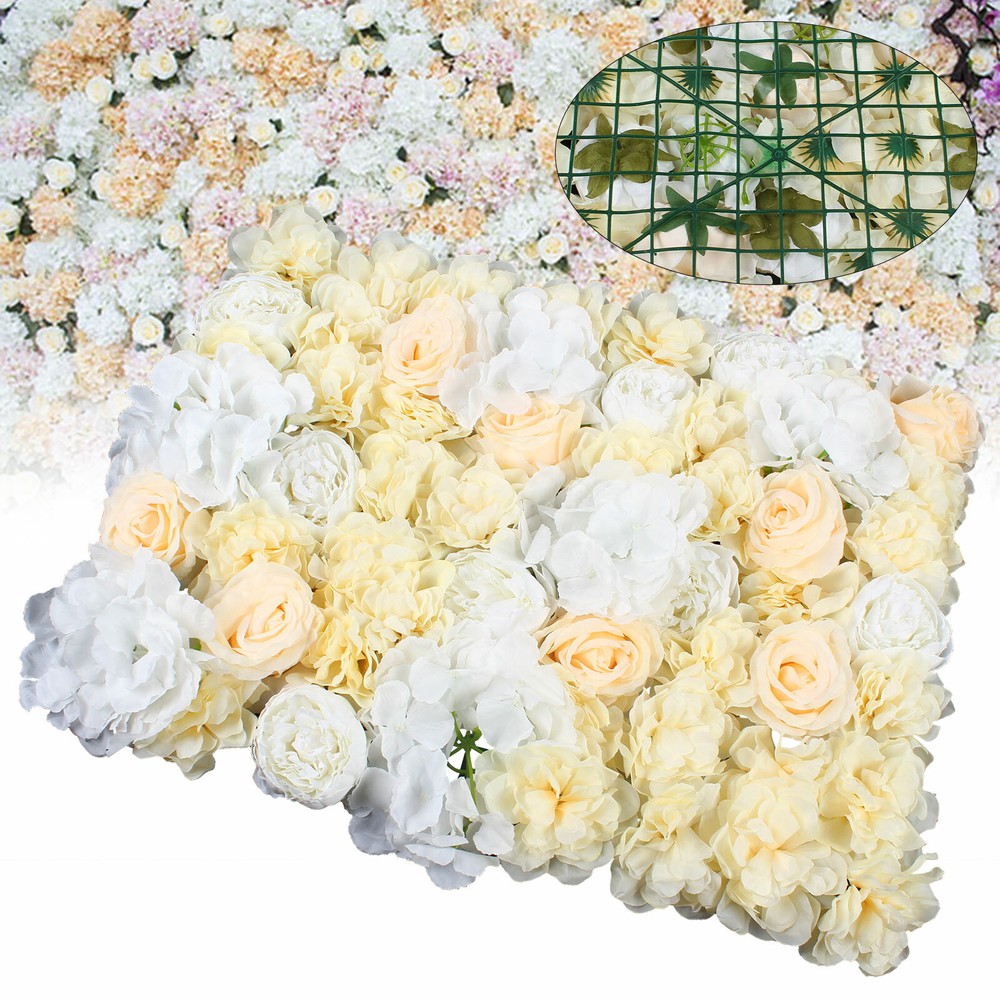 12Pcs Artificial Rose Hydrangea Flower Wall Panel for Wedding Party Decor