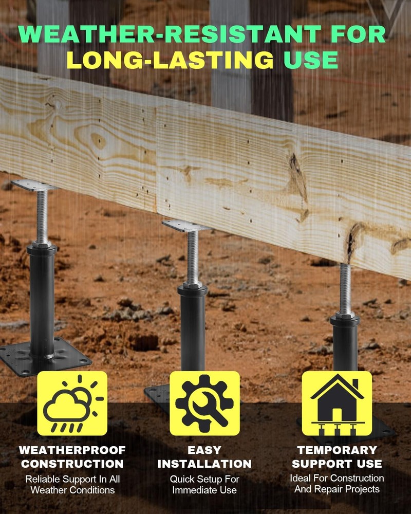 4 Pack House Floor Jacks, Adjustable Jack Post for Leveling, 13-16 Height