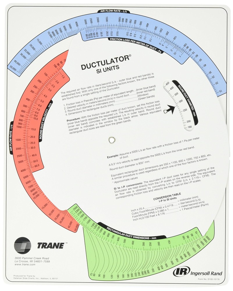 TD1 Ductulator with Sleeve, Duct Sizing Calculator
